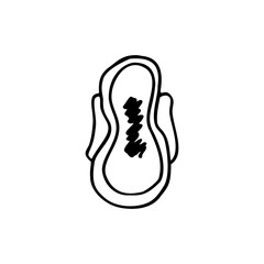 pad with vaginal discharge in doodle style - hand drawn vector drawing. concept used hygiene product during menstruation