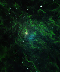 Wall Mural - deep dark green space background with stars