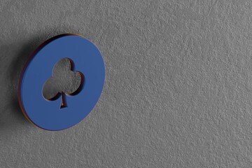 Aufkleber - Beautiful abstract illustrations Blue Club Chip symbol icons on a wall background. 3d rendering illustration. Background pattern for design.