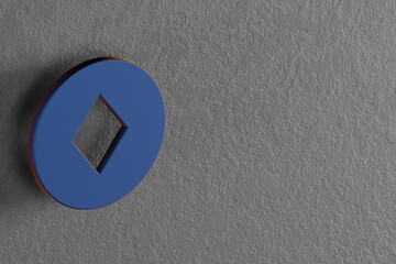 Aufkleber - Beautiful abstract illustrations Blue Diamonds Token symbol icons on a wall background. 3d rendering illustration. Background pattern for design.