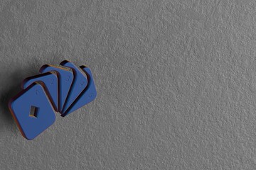 Aufkleber - Beautiful abstract illustrations Blue Straight Poker symbol icons on a wall background. 3d rendering illustration. Background pattern for design.