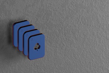 Aufkleber - Beautiful abstract illustrations Blue Four Aces red symbol icons on a wall background. 3d rendering illustration. Background pattern for design.