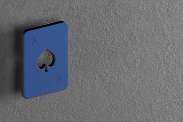 Aufkleber - Beautiful abstract illustrations Blue Ace of Spades symbol icons on a wall background. 3d rendering illustration. Background pattern for design.