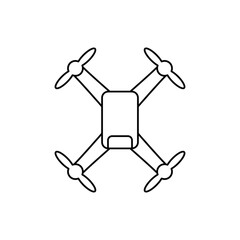 Drone quadcopter icon in line style icon, isolated on white background