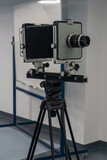 Fototapeta Zwierzęta - The old lens. Format camera. Cardan camera. Analog camera. Shooting on film or on paper. Retro camera.