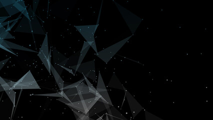 Poster - abstract plexus blue geometry background. digital technology network connection concept. 3d rendered