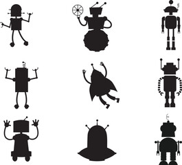 Wall Mural - Robot cartoon Animals scissors collection isolated vector Silhouette 