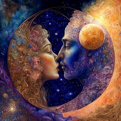 Cosmic Kissing Love Artwork | Created Using Midjourney  ai and Photoshop