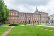 Wide angle view of the beautiful gardens of the Royal Palace of Turin