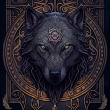 Ornate Dark Fantasy Cover Of A Wolf
