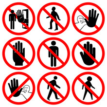 Set Of Do Not Touch, No Access Symbol Sign, Vector Illustration, Isolate On White Background. Label .EPS10