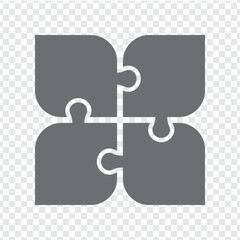 Simple icon puzzle in gray. Simple icon puzzle of the four elements  for your design. EPS10.