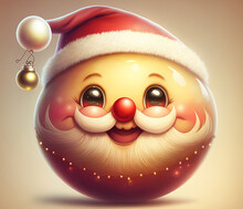 Cute Christmas Santa Claus Emoji, 3d Render Smiley