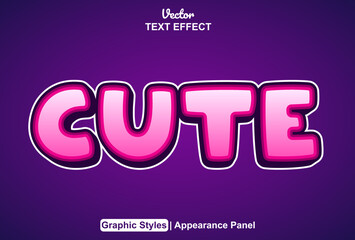 Wall Mural - cute text effect with graphic style and editable.