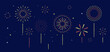 Holiday celebration panorama with firework show background design.