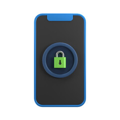 Device security smartphone with padlock protection 3D