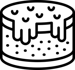 Sticker - Cake icon outline vector. Cheese dessert. Cream pie