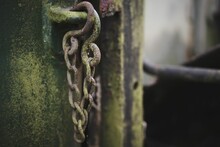 Closeup Of An Old Rusty Metal Chain.