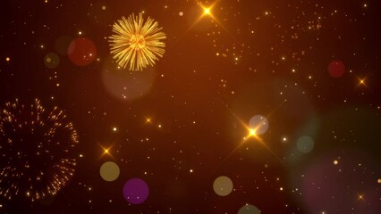 Wall Mural - sparkling festive gold fireworks show backdrop