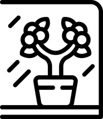 Canvas Print - Plant pot icon outline vector. Garden windowsill. Eco view
