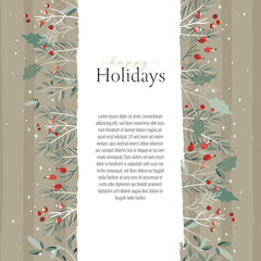 Wall Mural - Lovely hand drawn winter branches christmas template, great for cards, banners, wallpapers - vector design