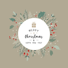 Wall Mural - Lovely hand drawn winter branches christmas template, great for cards, banners, wallpapers - vector design