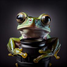 Frog With Camera Portrait