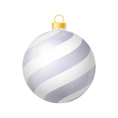 Grey Christmas tree toy with lines Realistic color illustration