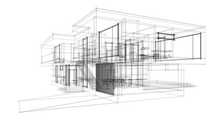 house building sketch architecture 3d illustration