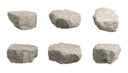 Wall Mural - Rock concrete shape transparent background 3d rendering png file