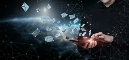 Sending letters using the network.
