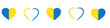Ukraine flag. Flag of Ukraine. National symbol. Square, round and heart shape. Ukrainian flag symbol. Blue and yellow illustration. Stock vector illustration. EPS 10