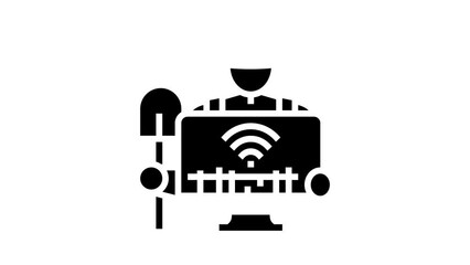 Wall Mural - smart farmer agriculture glyph icon animation