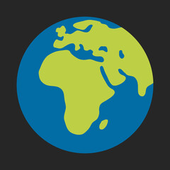 globe vector icon flat emoji. isolated world circle map showing the continents of europe and africa 