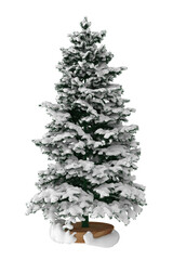 3d rendering of a christmas tree full of snow