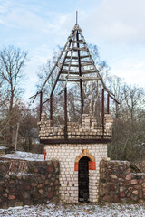 Wall Mural - An abandoned fortress built of bricks and stones for the children of Soviet army soldiers, Paplaka, Latvia.