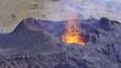 Closeup of lava erupting in a small volcano
