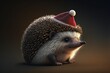 Ai-generated adorable hedgehog with a red Santa hat