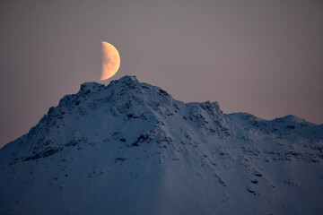 Sticker - Amazing view of half moon and snowy mountain