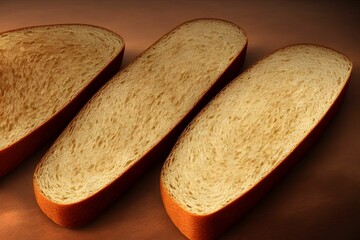 Poster - Illustration of tasty brown bread on a wooden surface