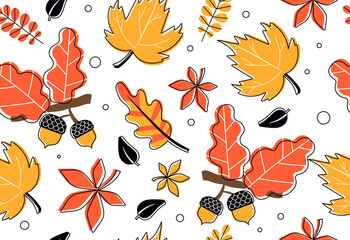 Canvas Print - Autumn leafs seamless pattern