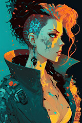 Poster - futuristic cyberpunk woman