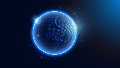 Wall Mural - abstract world technology communication business, network on a modern background futuristic digital