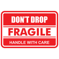 Wall Mural - FRAGILE, Don't drop, hand with care, sticker vector