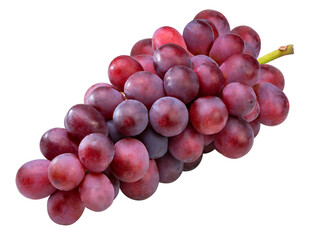 Wall Mural - Red grape with leaves  on white, Bunch of fresh red juicy grapes on white, With clipping path.