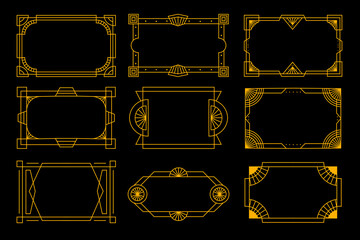 Poster - Art deco frame in golden color for classy and luxury design style. premium vintage line art for design element and ornament. Classy outline stroke for background and print decoration