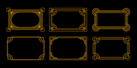 Poster - Art deco frame in golden color for classy and luxury design style. premium vintage line art for design element and ornament. Classy outline stroke for background and print decoration