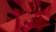 Vibrant Red Glass Fragments Form A Contemporary Abstract Background. Refractive 3D Render.