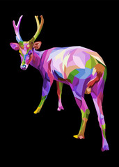 Wall Mural - colorful deer on geometric pop art style.