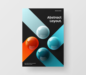 Isolated pamphlet A4 vector design illustration. Minimalistic realistic balls handbill concept.